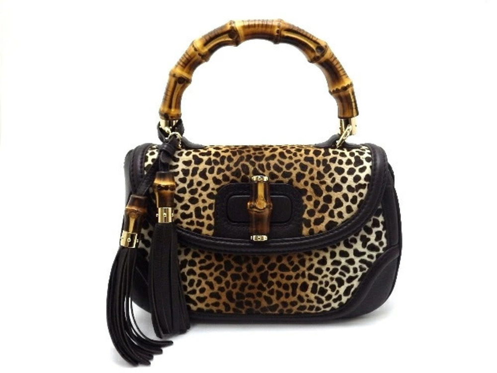 Gucci Bamboo Shoulder Bag Calfskin x Haircalf